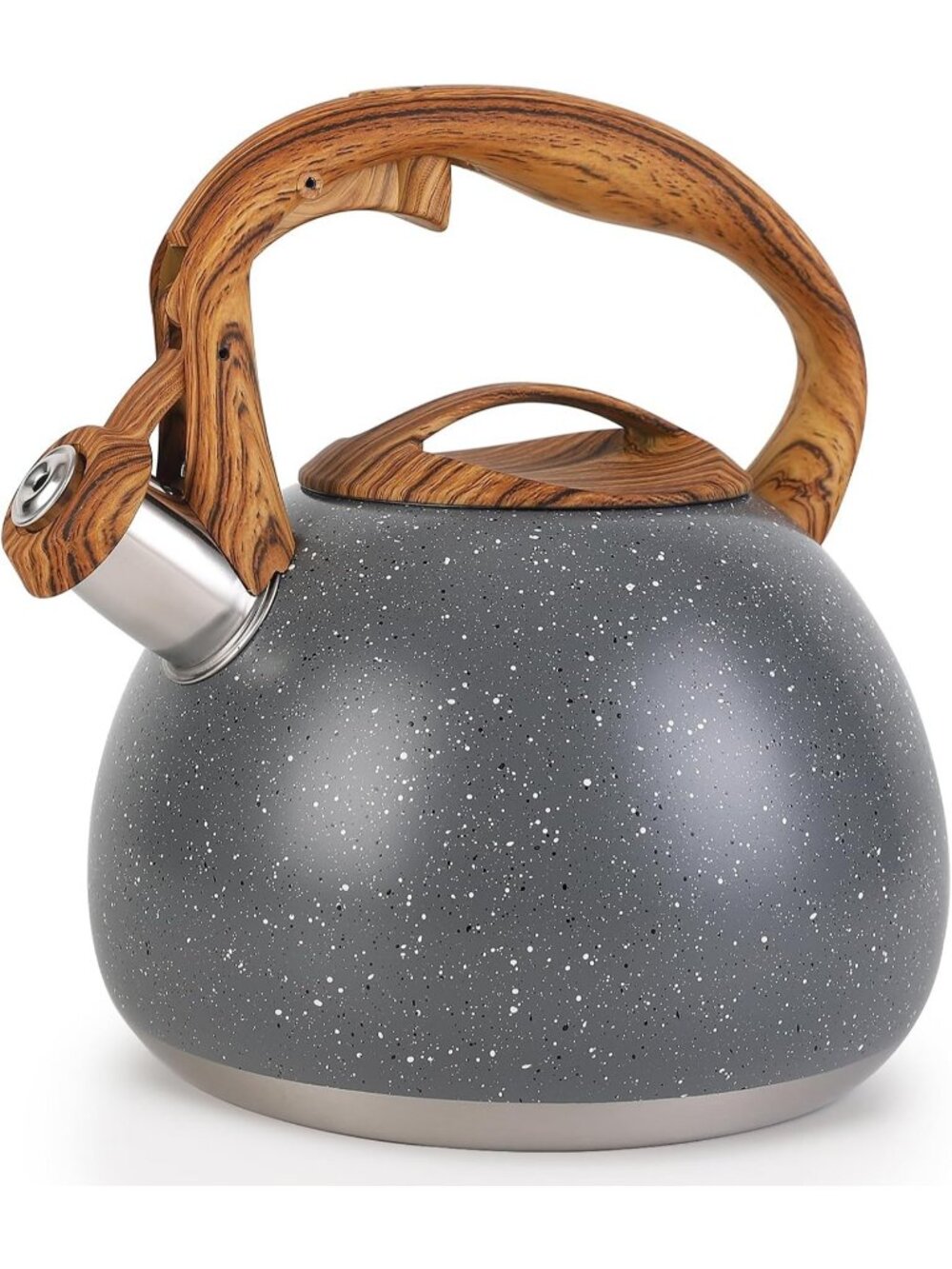 Gray Kitchen Whistling Tea Kettle 100 OZ / 3 L Stainless Steel Stovetop Teapot